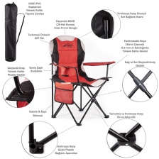 Nature Katlanabilir Kamp Sandalyesi - Kırmızı